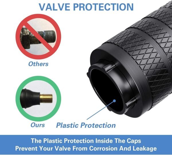 Tire Valve Stem Caps, Black, 4 pcs/Pack, Anodized Aluminum Tire Valve Cap Set