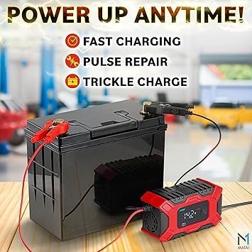 Car Battery Charger 12V 6A Automotive Trickle Charger for Lead Acid Batteries Smart LCD Display w 4 Charging Modes Automobile Maintainer for Car Motorcycle Lawn Mower RV ATV