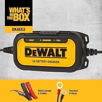 DeWalt DXAEC2 Professional 2 Amp Automotive Battery Charger and Maintainer Yellow