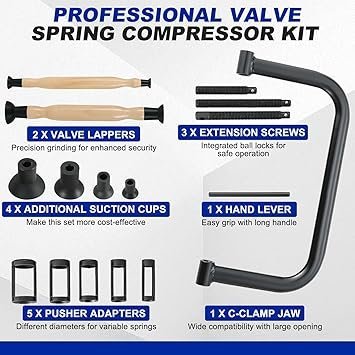 DASBET Valve Spring Compressor Valve Lapper Set with 4 Suction Plates Spring Clamp Service Kit with C Clamp for Motorcycle ATV Car Small Engine Vehicle Equipment Blue